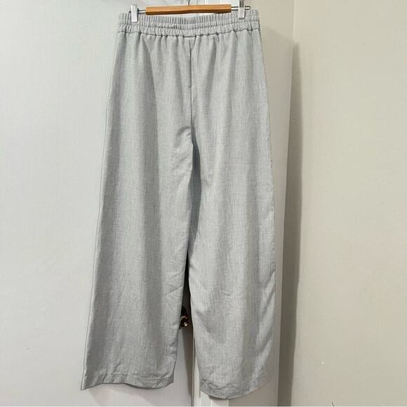 Zara Light Grey Elastic Waistband Trousers Size Large - Picture 12 of 12